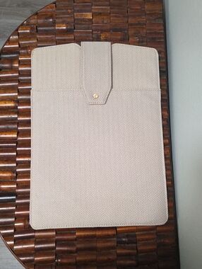 Lindsay Albanese Beige Heringbone Limited Edition Laptop Clutch